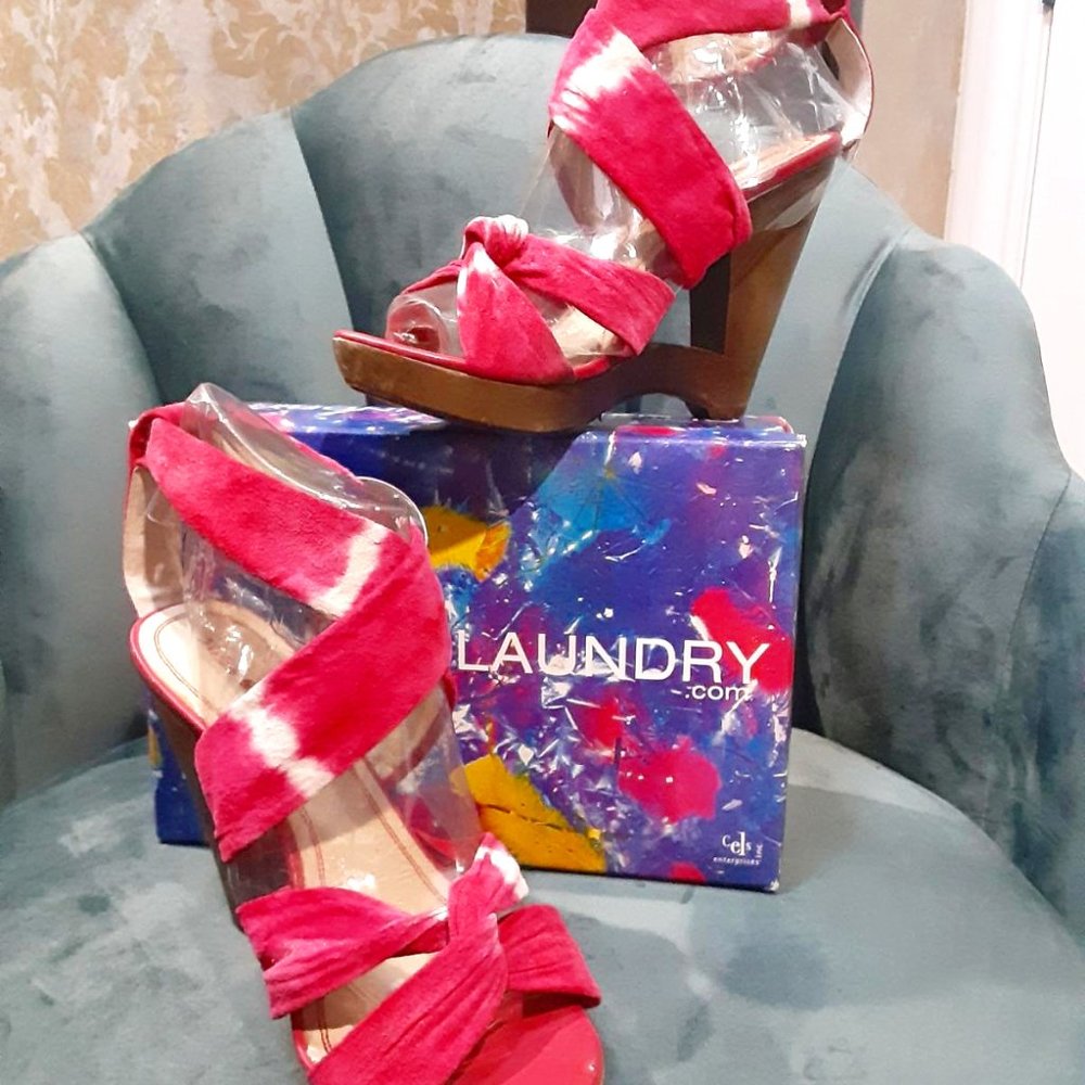 Miss Sixty HOTT pink & white tie dye wrap Yolanda leather heels